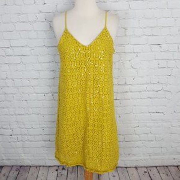 La Fee Maraboutee Sequined Golden Slip Dress 38 6 - Picture 1 of 5